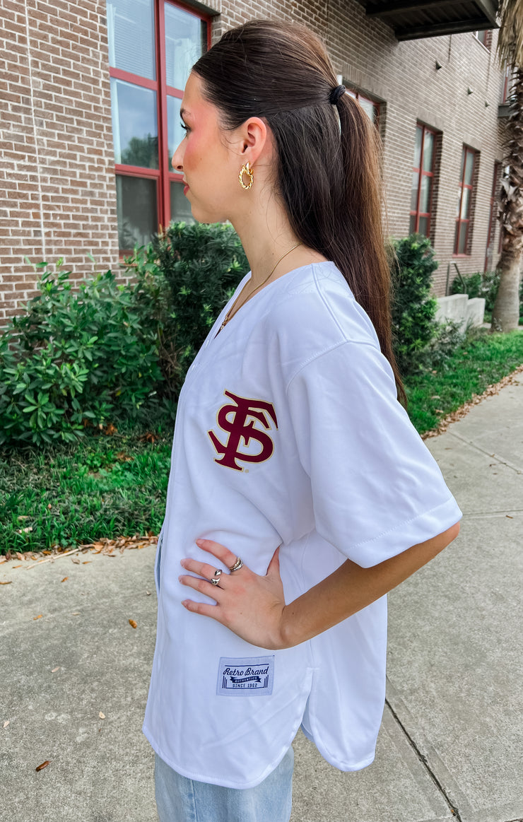 Florida State Seminoles Women's Apparel - Retro Brand The Florida State Crowell Baseball Jersey S