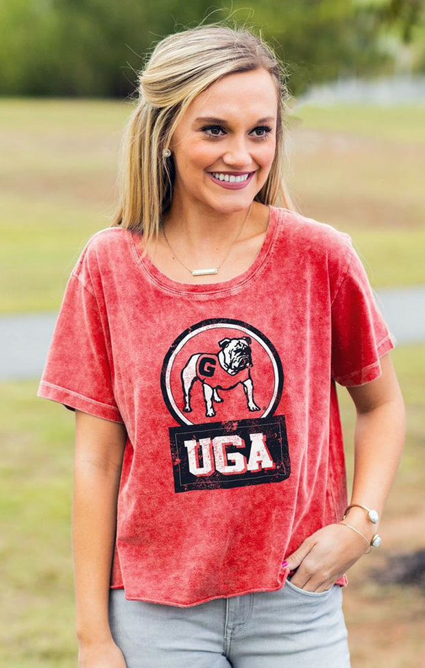 UGA Bulldogs Keep it Cropped Snow Washed Tee (3815522435120)