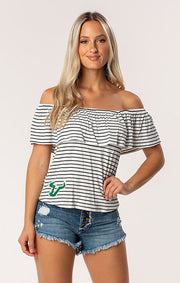 The Ryan USF Off Shoulder Game Day Top (1378587934768)