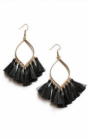 Black Marquise Tassel Earrings (3799750017072)