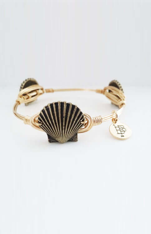 Bourbon and Boweties - Gold Sea Shell Bangle Jewelry Bourbon and Boweties - Bows and Arrows FSU Seminoles and UF Gators Women's Game Day Dresses and Apparel (6648251201)