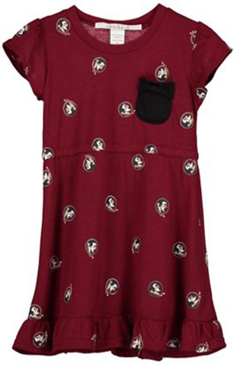 Toddler Girl All-Over Seminole Print Game Day Dress Kids Chicka D - Bows and Arrows FSU Seminoles and UF Gators Women's Game Day Dresses and Apparel (8703056129)