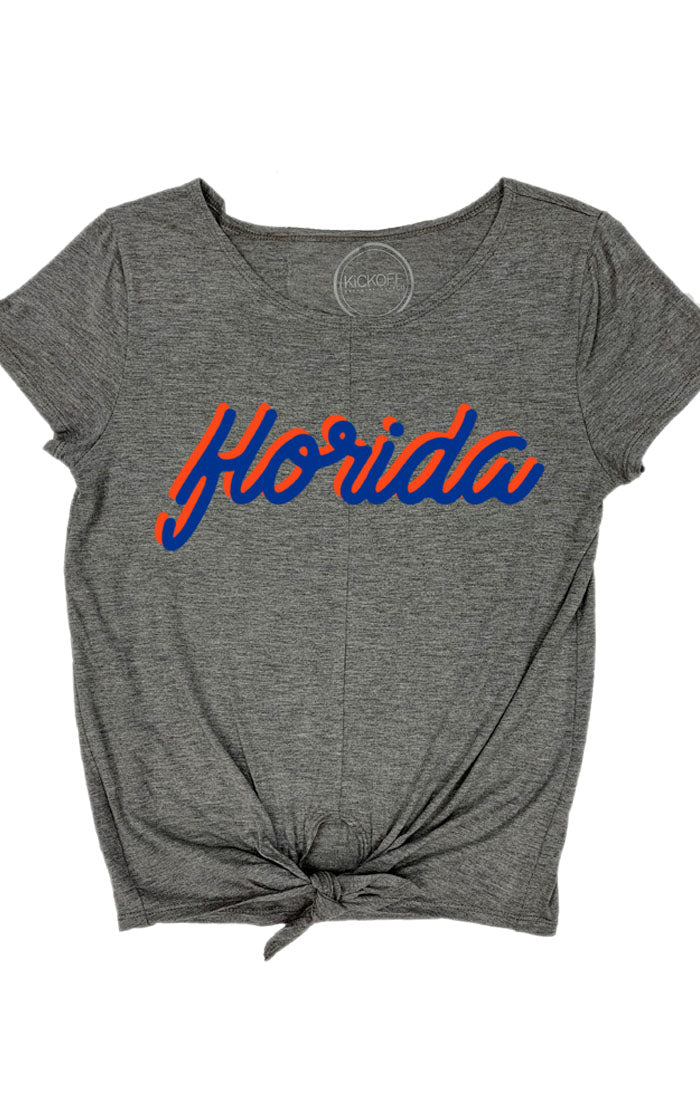 Florida Fan Script Tie Front Top (3771590639664)