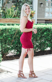 The Ruched Cowl Neck Mini (Garnet)