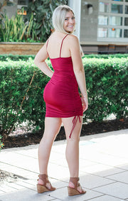 The Ruched Cowl Neck Mini (Garnet)