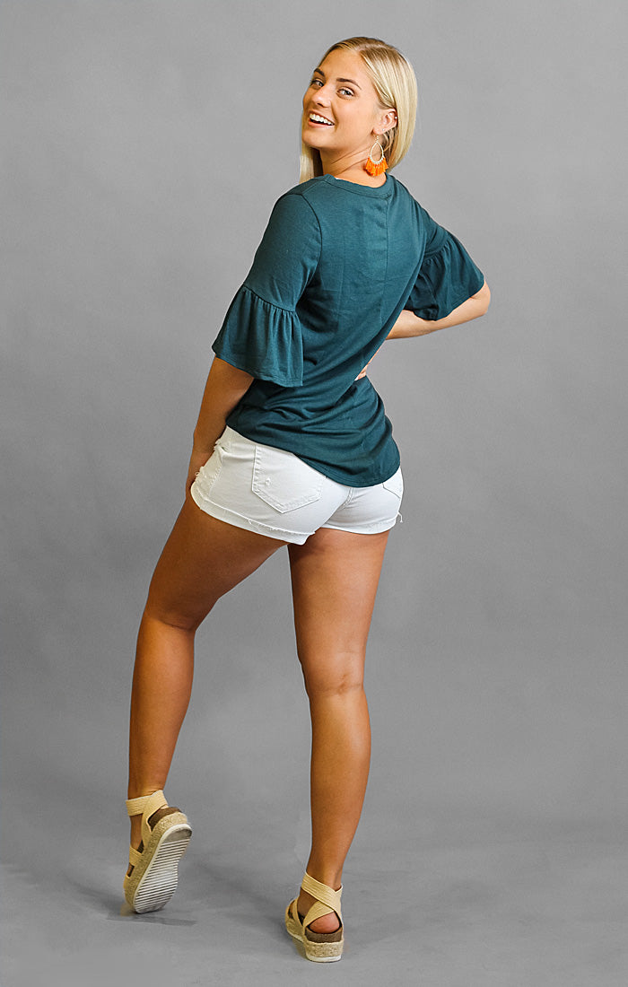 Miami Keyhole Ruffle Sleeve Top