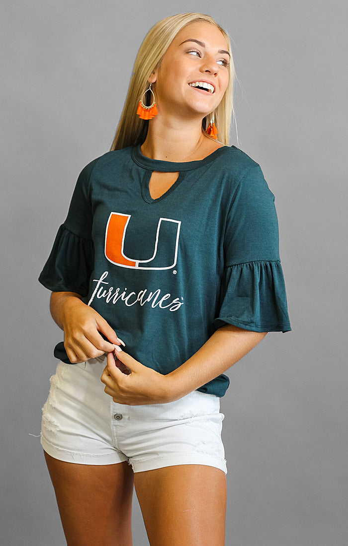 Miami Keyhole Ruffle Sleeve Top