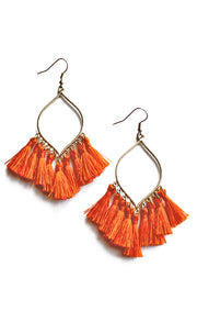 Orange Marquise Tassel Earrings (3799629037616)