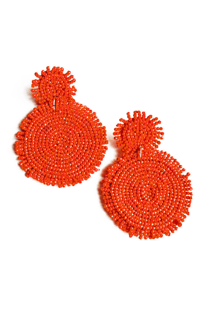 Red Beaded Disk Earrings (3902933532720)