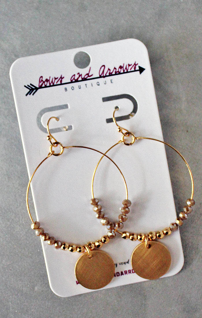 The Taupe Beaded Disk Earrings (4327590658096)